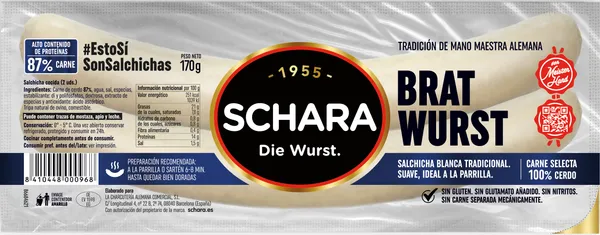 Vārītas desiņas SCHARA Bratwurst, 170g