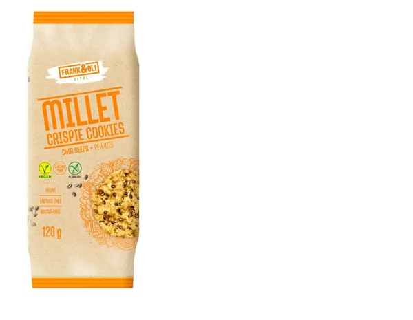 Vegānu prosas cepumi FRANK&OLI, ar čia sēklām un zemesriekstiem, 120g