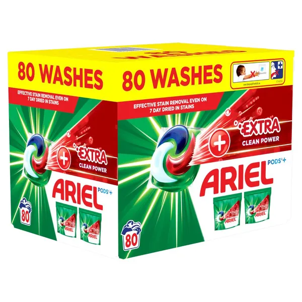 Veļas mazgāšanas kapsulas ARIEL Extra Clean  80gb