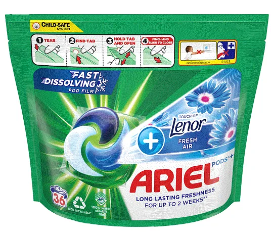 Veļas mazgāšanas kapsulas ARIEL Fresh Air 36gb