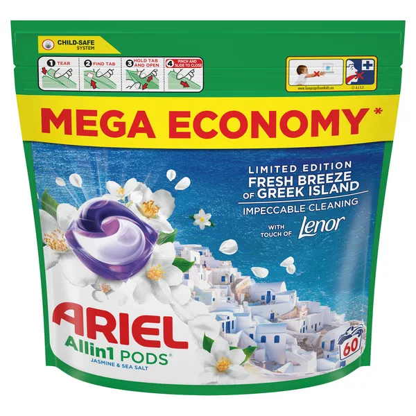 Veļas mazgāšanas kapsulas ARIEL Fresh Breeze 60gb