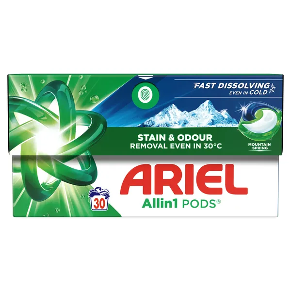 Veļas mazgāšanas kapsulas ARIEL Mountain Spring 30gb