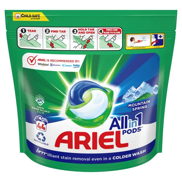 Veļas mazgāšanas kapsulas ARIEL Mountain Spring 44gb