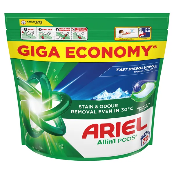 Veļas mazgāšanas kapsulas ARIEL Mountain Spring 70gb