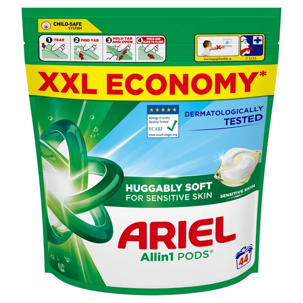 Veļas mazgāšanas kapsulas ARIEL Sensitive 44gb