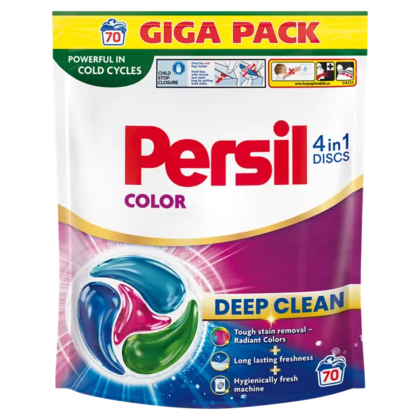 Veļas mazgāšanas kapsulas PERSIL Discs Color, 70 gab