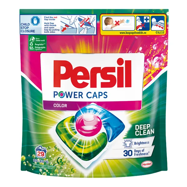 Veļas mazgāšanas kapsulas PERSIL Power Caps Color, 29gab