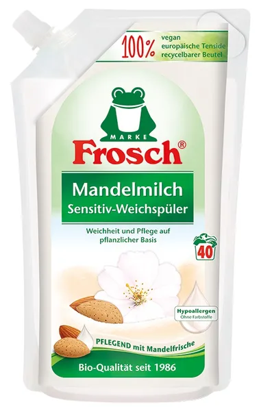 Veļas mīkstinātājs FROSCH Almond milk, pouch, 1l