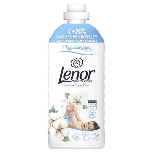 Veļas mīkstinātājs LENOR Sensitive Cotton Fresh, 59 mazgāšanas reizēm, 1239ml