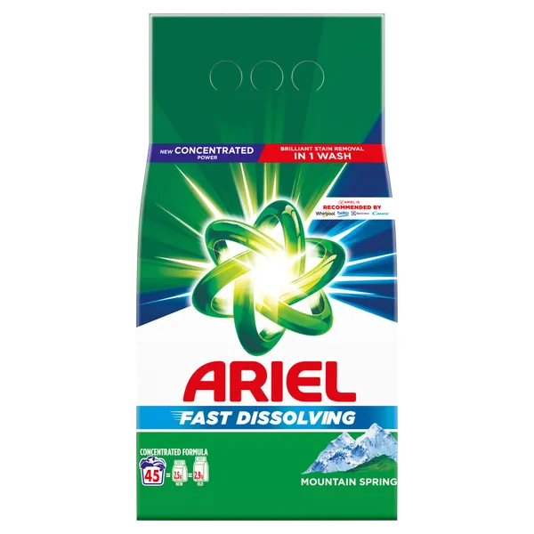 Veļas pulveris ARIEL Mountain Spring, 45 mazgāšanas reizēm, 2.47kg