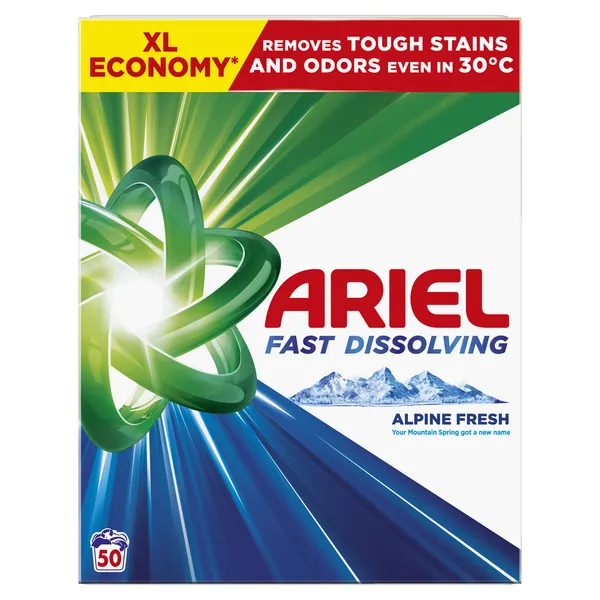 Veļas pulveris ARIEL Mountain Spring, 50 mazgāšanas reizēm, 2.75kg