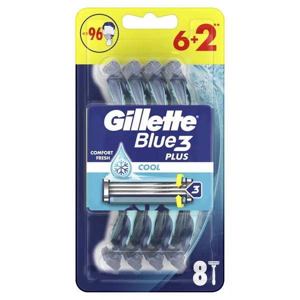 Vienreizlietojamie skuvekļi GILLETTE BLUE 3 Plus Cool, 6+2gab.