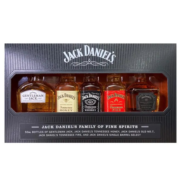 Viskijs JACK DANIEL'S Family Mini, dāvanu komplekts, 39%, 5x0.05l