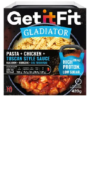Vistas gaļa ar makaroniem Toskānas mērcē GET IT FIT Gladiator, 420g