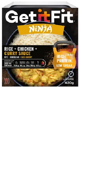 Vistas gaļa ar rīsiem, karija mērcē GET IT FIT Ninja, 420g