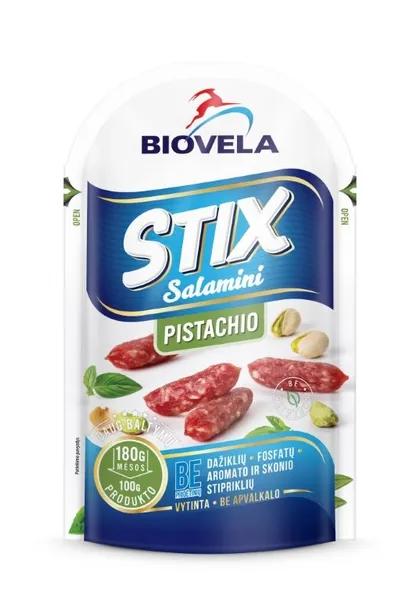 Vītinātas desiņas SALAMINI ar pistācijām, 80g BIOVELA