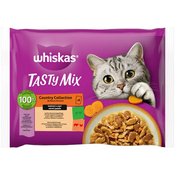 Whiskas Tasty Mix Liellopu, putnu 4x85g