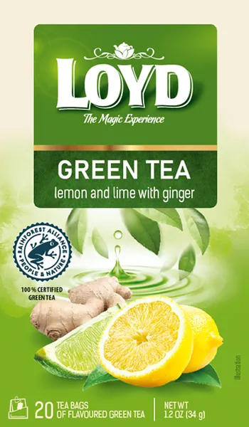 Tēja Loyd zaļā Sense ar citrona un laima garšu 34g