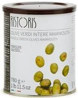 Zaļās olīvas ar kauliņiem RISTORIS Supermammouth, 780g/480g