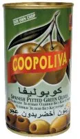 Zaļās olīvas COOPOLIVA, bez kauliņiem, 350g/150g