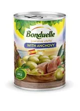 Zaļās olīvas pildītas ar anšoviem 345g (300g), Bonduelle