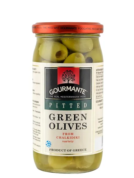 Zaļās olīves bez kauliņu GOURMANTE, 570ml/360g