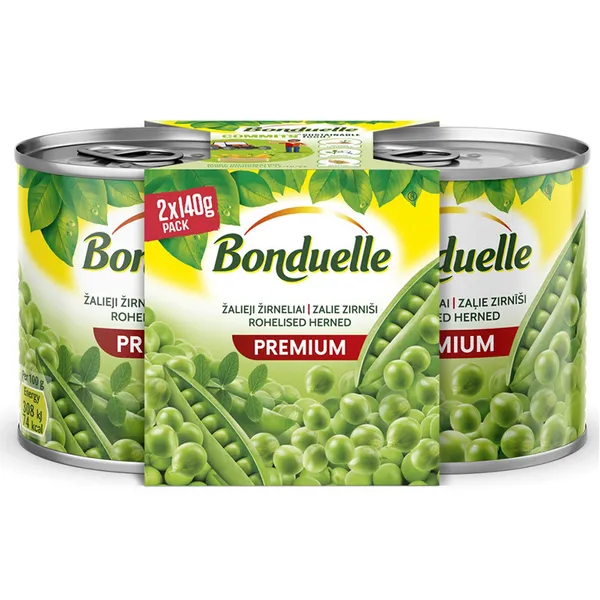 Zaļie zirnīši BONDUELLE 212ml x 2gb. DUO paka