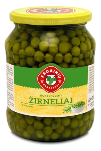 Zaļie zirnīši KEDAINIU, stiklā, 720ml/690g/450g