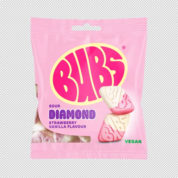 Želejkonfektes BUBS zemeņu-vaniļas, 155g