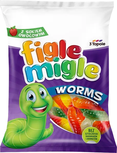 Želejkonfektes FIGLE MIGLE Worms, 80g