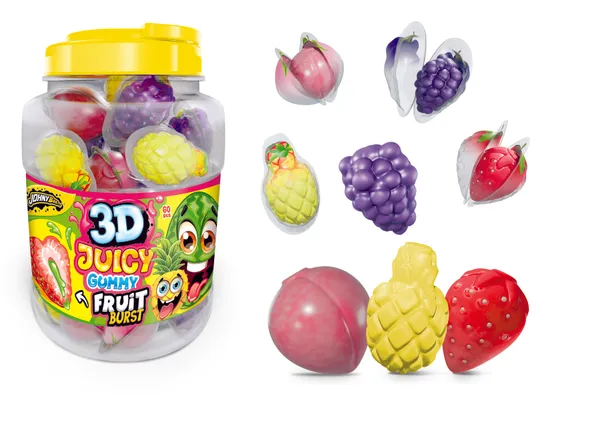 Želejkonfektes JOHNY BEE 3D Juicy fruit, 60gabx17g, 1.02kg