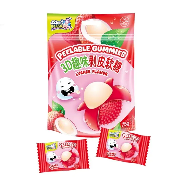 Želejkonfektes SWEET FLASH Peelable Gummies Lychee, 75g
