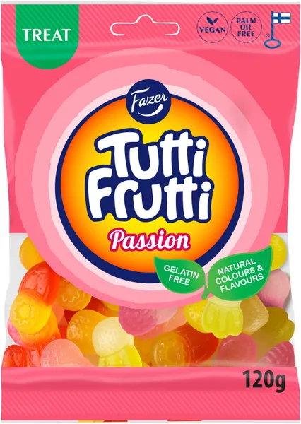 Želejkonfektes TUTTI FRUTTI Passion, 120g