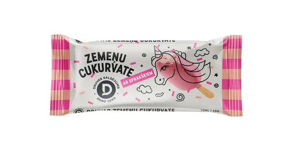 "Zemeņu cukurvate" saldējums ar sprakšķiem, 70ml/45g, DRUVA