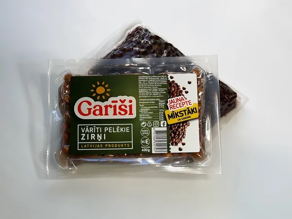 Zirņi,pelēkie, vārīti, Garīši, 400g (paciņas) gab