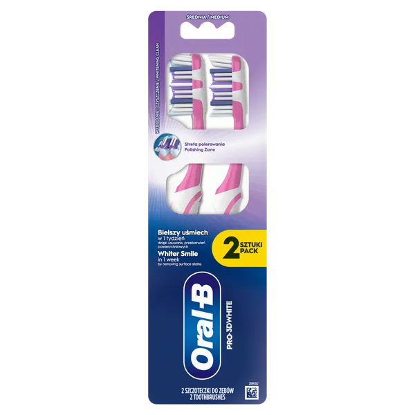 Zobu birste ORAL-B Pro-3DWhite, Whitening Clean, Medium, 2gb