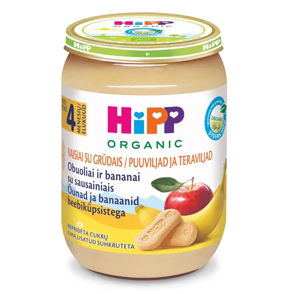 Āboli un banāni ar cepumiem Hipp BIO 190g