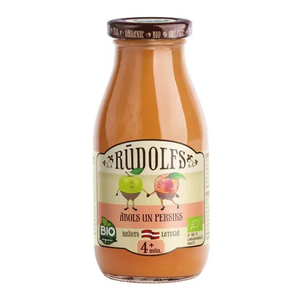 Ābolu un persiku biezsula Rūdolfs BIO, 276g