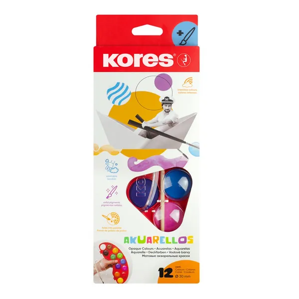 Akvareļu krāsas Kores Akuarellos 12 gb. ar otu