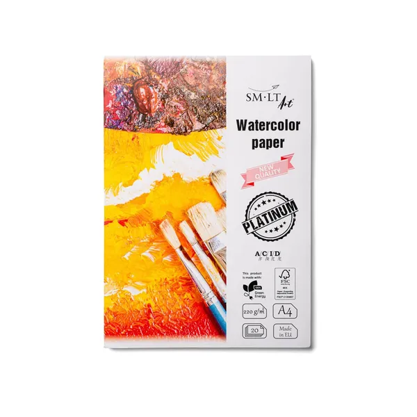 Akvareļu papīra bloks SM LT Art A4 20lp 220gsm BS26
