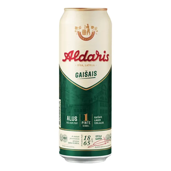 Alus Aldara gaišais bundžā 5% 0,568l
