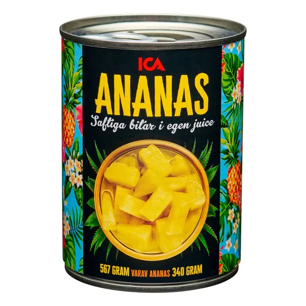 Ananasu gabaliņi ICA sulā 567g/340g