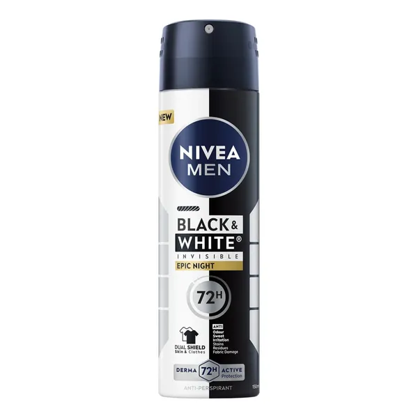 Antiperspirants Nivea Men Black&White Epic Night vīriešiem, izsmidzināms 150ml