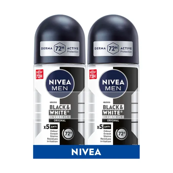 Antiperspirants Nivea Men Black&White original, rullītis 50ml 2x50ml