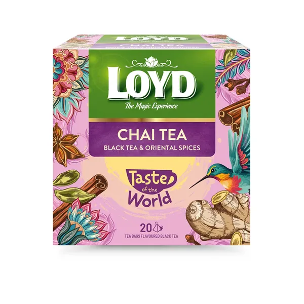 Aromatizēta melnā tēja Loyd Chai ar kanēli, ingveru un kardamonu 20x1,8g