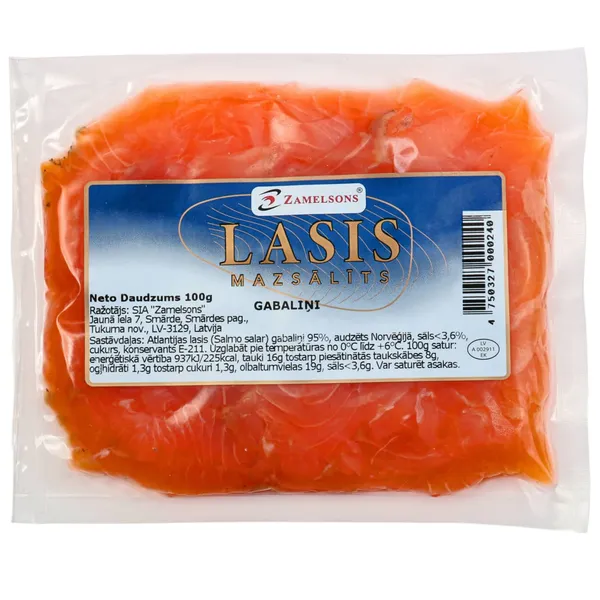 Atlantijas laša gabaliņi mazsālīti 100g