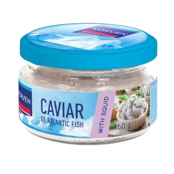 Atlantijas zivju ikru pasta baltajā mērcē ar kalmāriem 160g, NORVEN