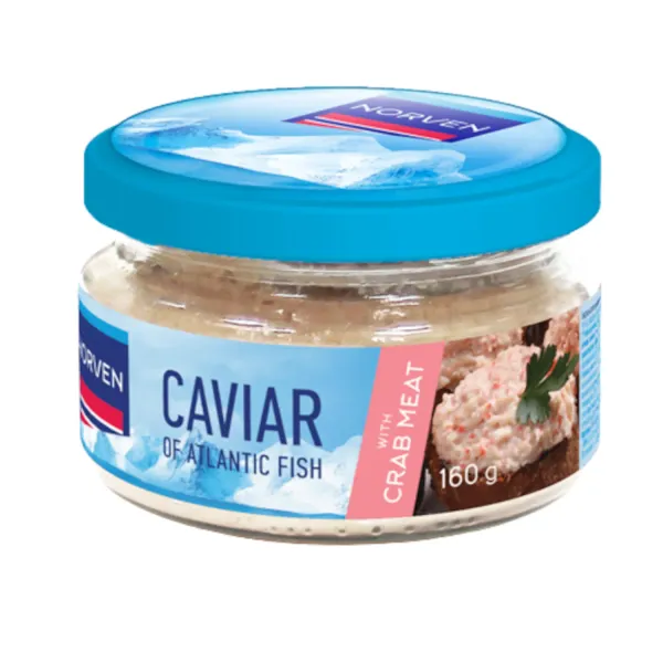 Atlantijas zivju ikru pasta baltajā mērcē ar krabju gaļu 160g, NORVEN