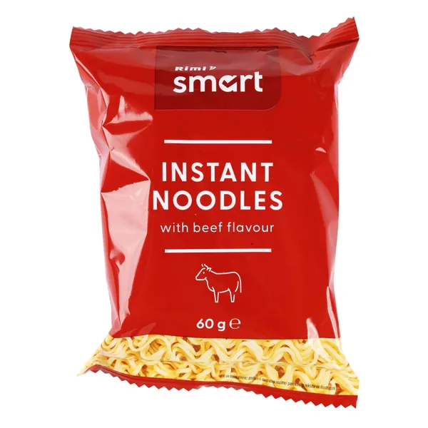 Rimi Smart ātri pagatavojamās nūdeles ar liellopa gaļas garšu, 60g