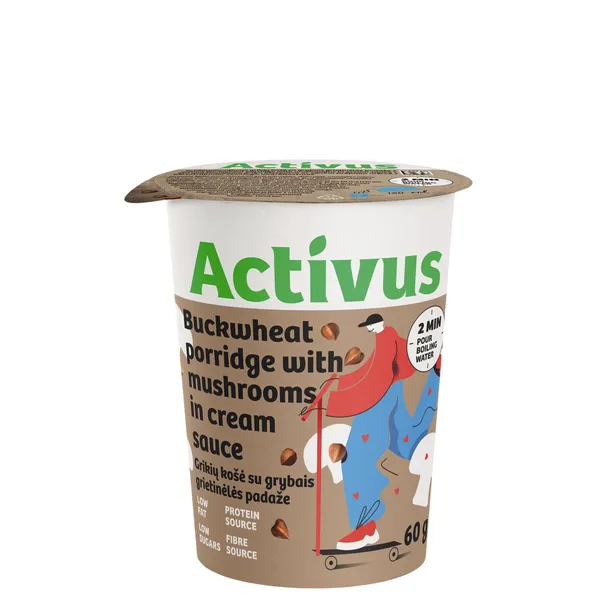 Ātri pagatavojama griķu biezputra Activus ar sēnēm 60g